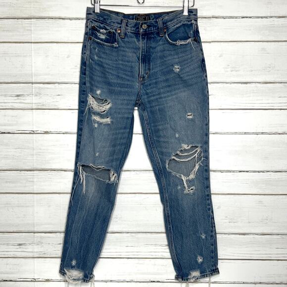 Abercrombie & Fitch Mom Jean Distressed Denim Size 28 - Picture 1 of 10